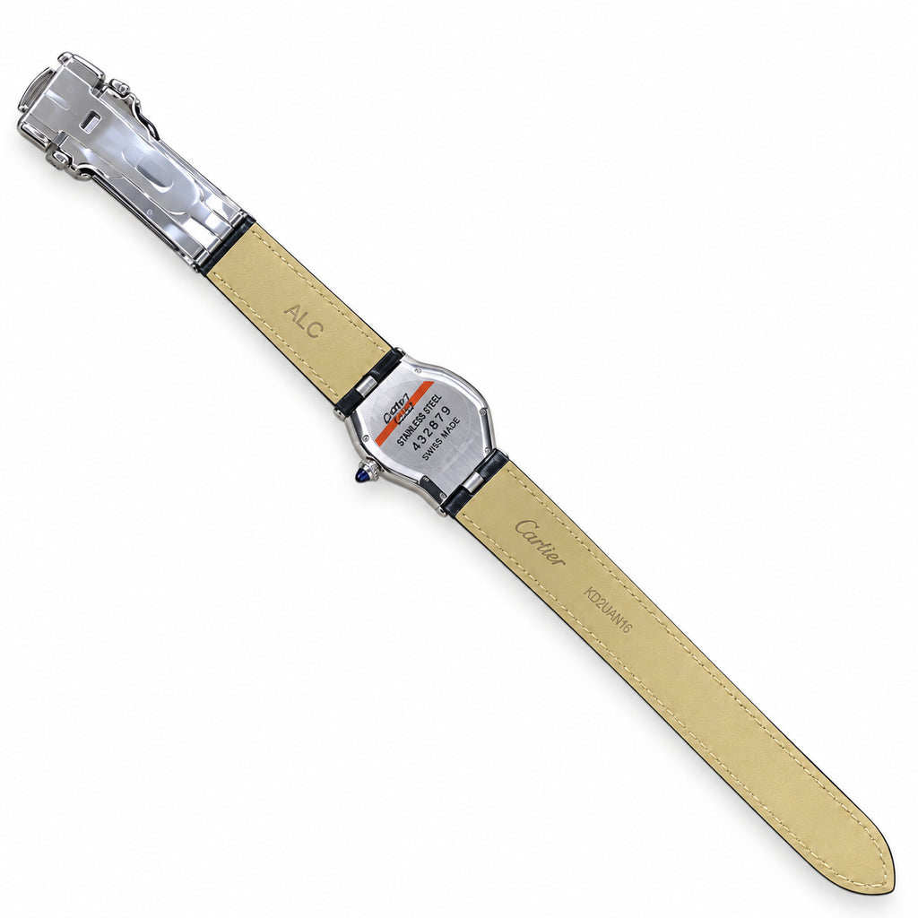 Cartier Crash White Gold Silver Dial Manual Black Strap Watch – KDY