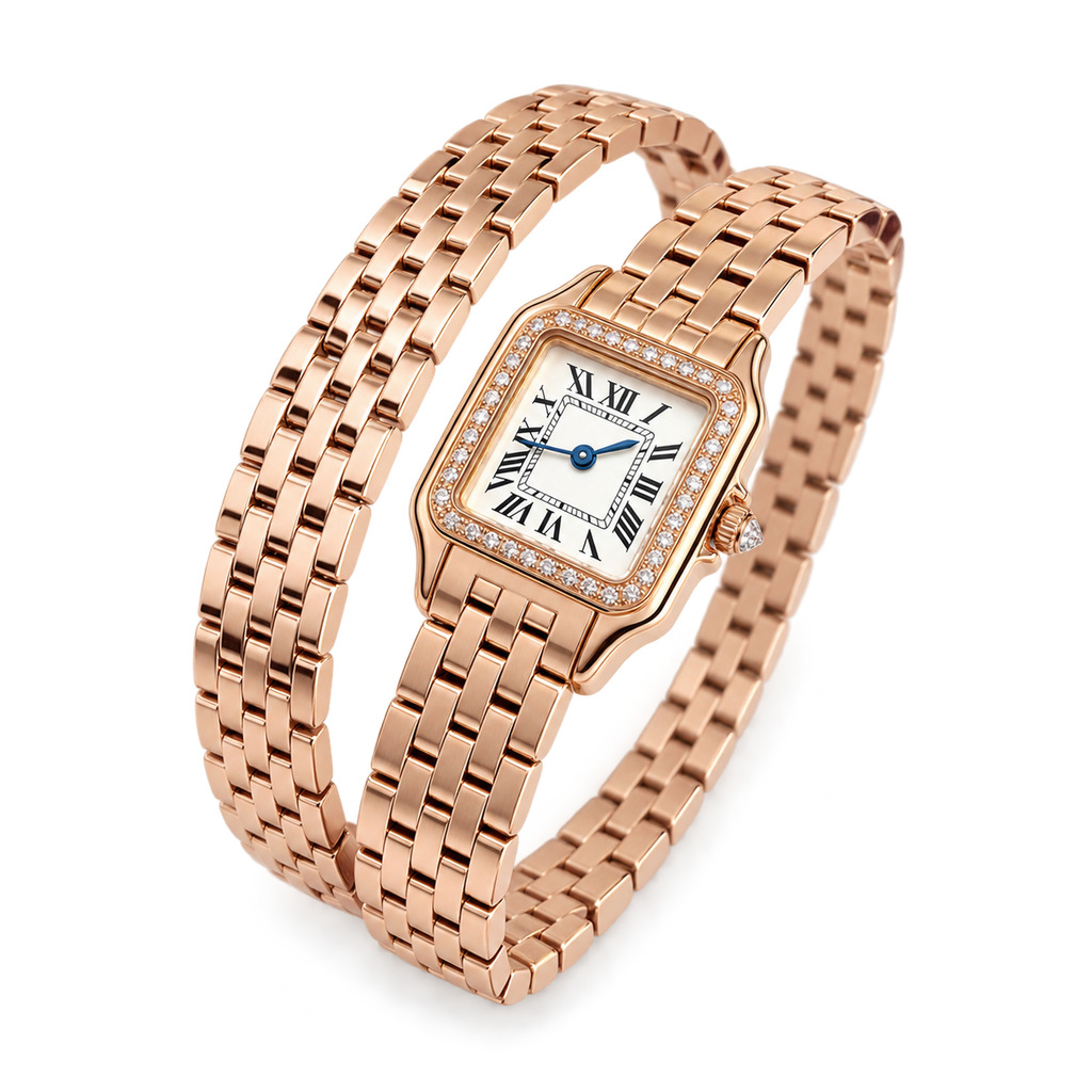 Cartier Panthère de Cartier Small — 18K Rose Gold, Diamond Bezel, Silver Dial & Rose Gold Bracelet, Women