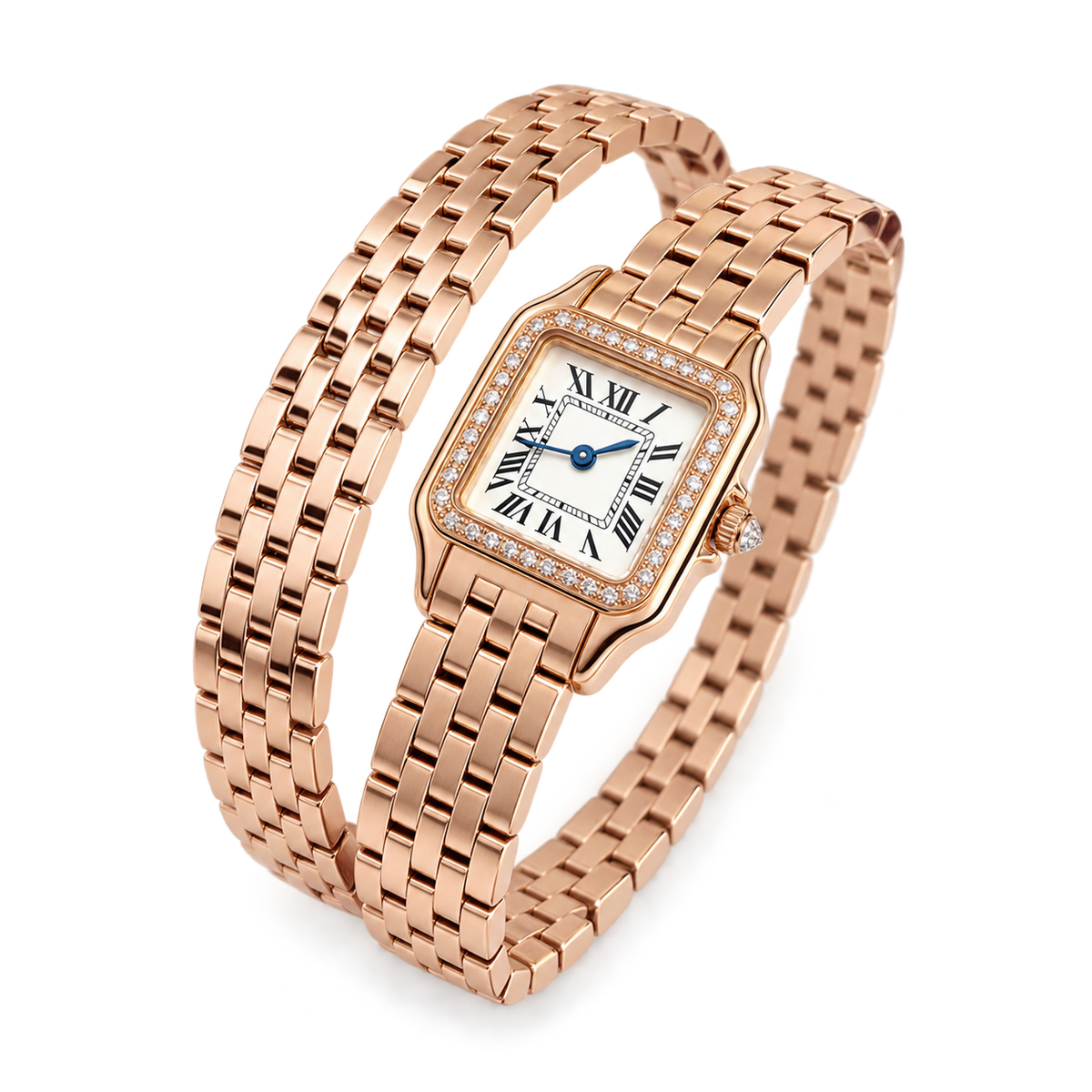 Cartier Panthère de Cartier Small — 18K Rose Gold, Diamond Bezel, Silver Dial & Rose Gold Bracelet, Women
