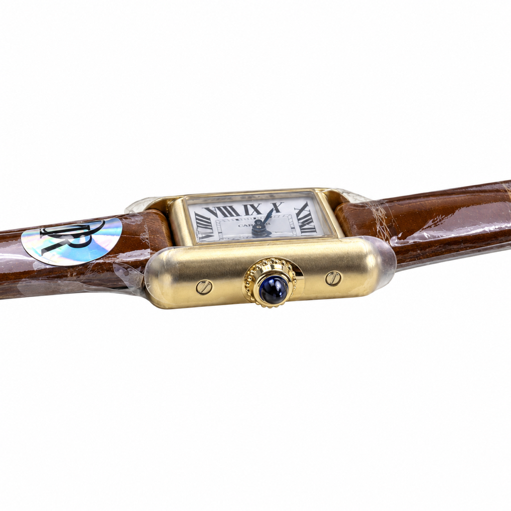 Cartier Tank Louis Yellow Gold White Dial Brown Leather Watch