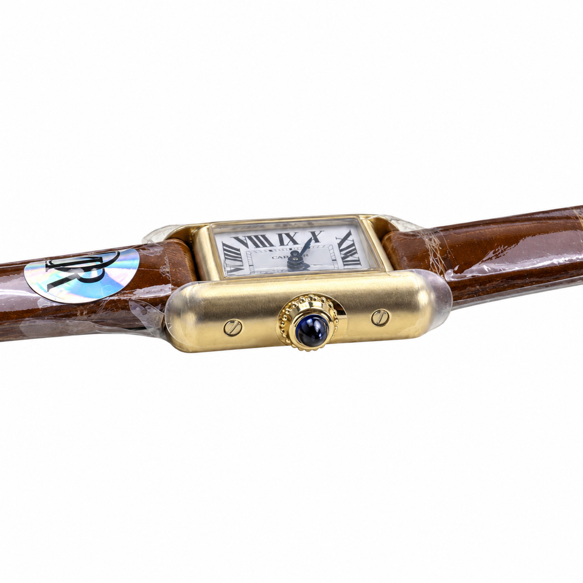 Cartier Tank Louis Yellow Gold White Dial Brown Leather Watch