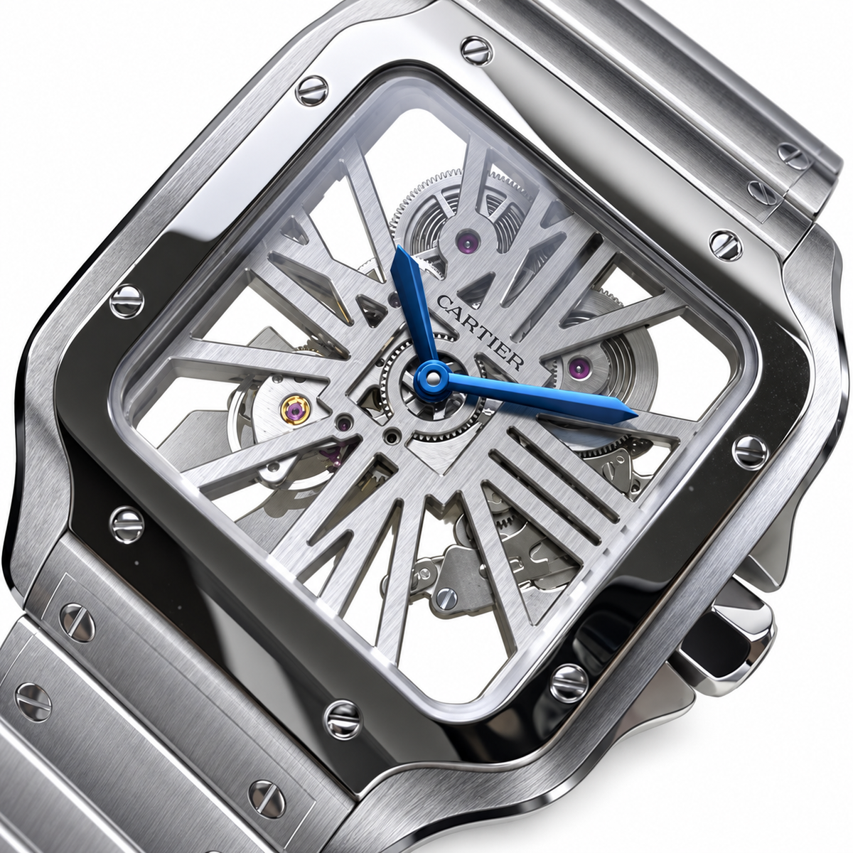 Cartier Santos de Cartier Skeleton — Steel Bracelet & Skeletonized Dial