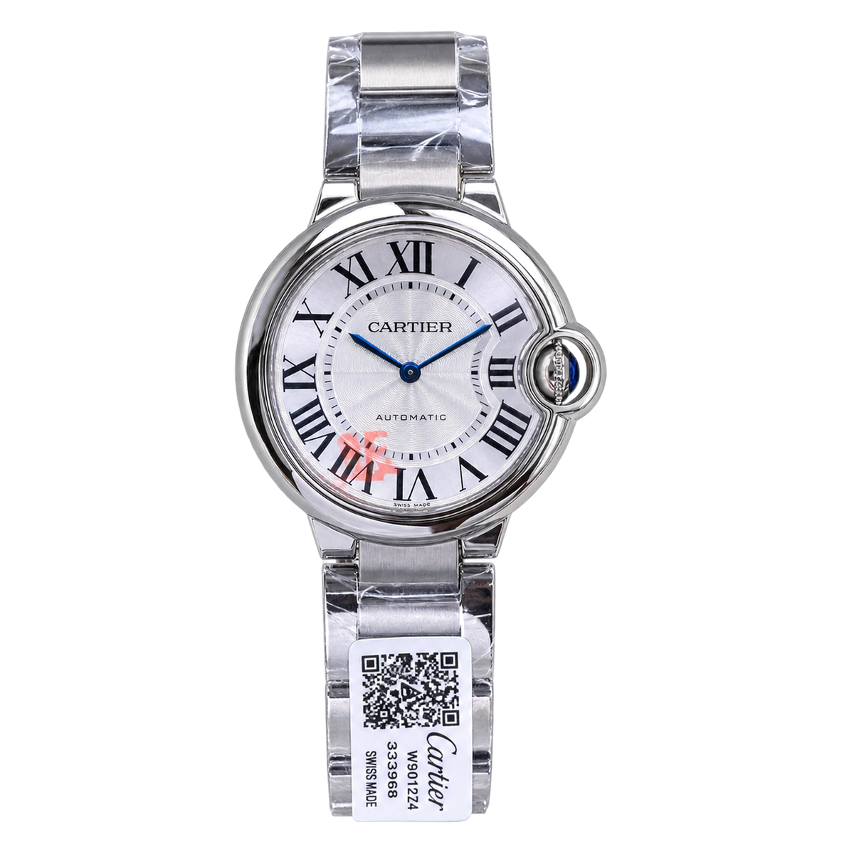 Cartier Ballon Bleu de Cartier Automatic — Stainless Steel Bracelet, White Guilloché Dial & Sapphire Crown
