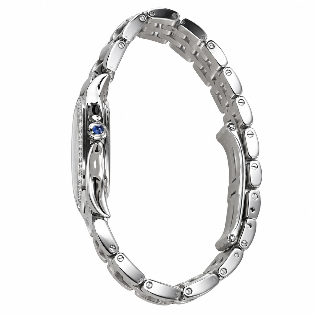 Cartier Panthère Steel Diamond Bezel Mother-of-Pearl Watch
