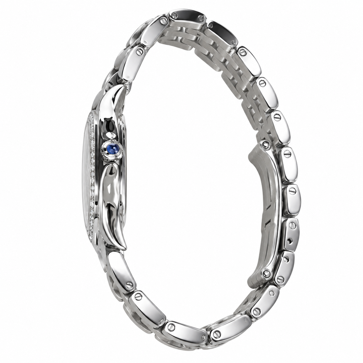 Cartier Panthère Steel Diamond Bezel Mother-of-Pearl Watch