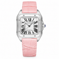 Cartier Santos de Cartier Automatic — Steel, White Dial & Pink Alligator Strap