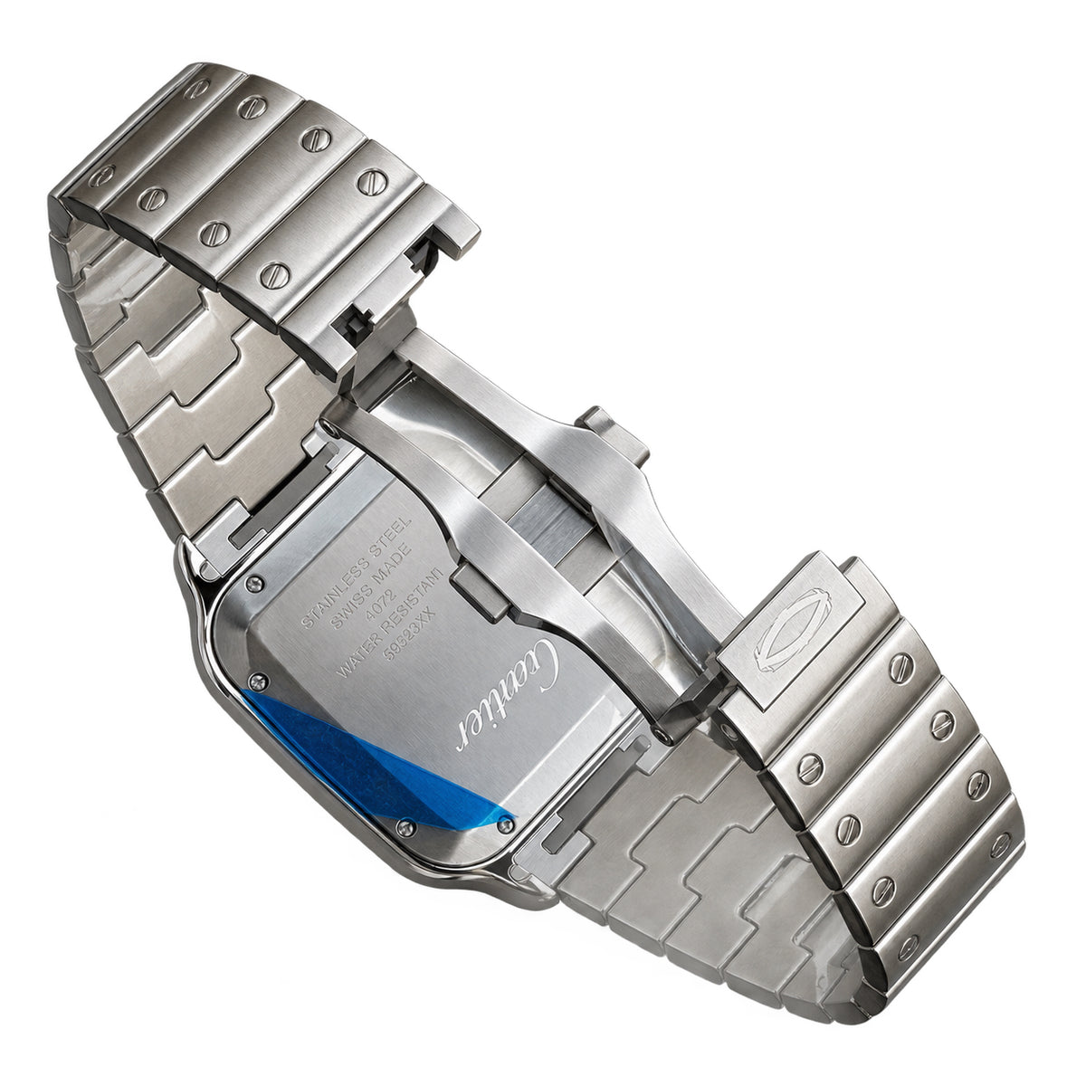 Cartier Santos Large — Stainless Steel, White Dial, Roman Numerals & Steel Bracelet, Automatic