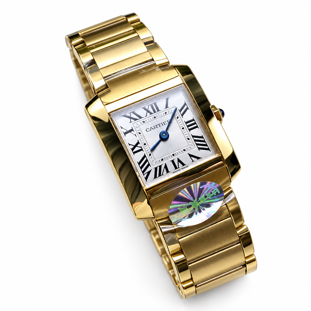 Cartier Tank Française — 18K Yellow Gold, White Dial & Gold Bracelet, Small