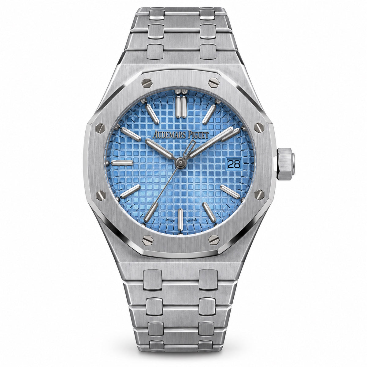 Audemars Piguet Royal Oak Steel Light Blue Tapisserie Date Watch