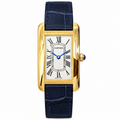 Cartier Tank Américaine — 18K Yellow Gold, Silver Dial & Navy Alligator Strap, Large