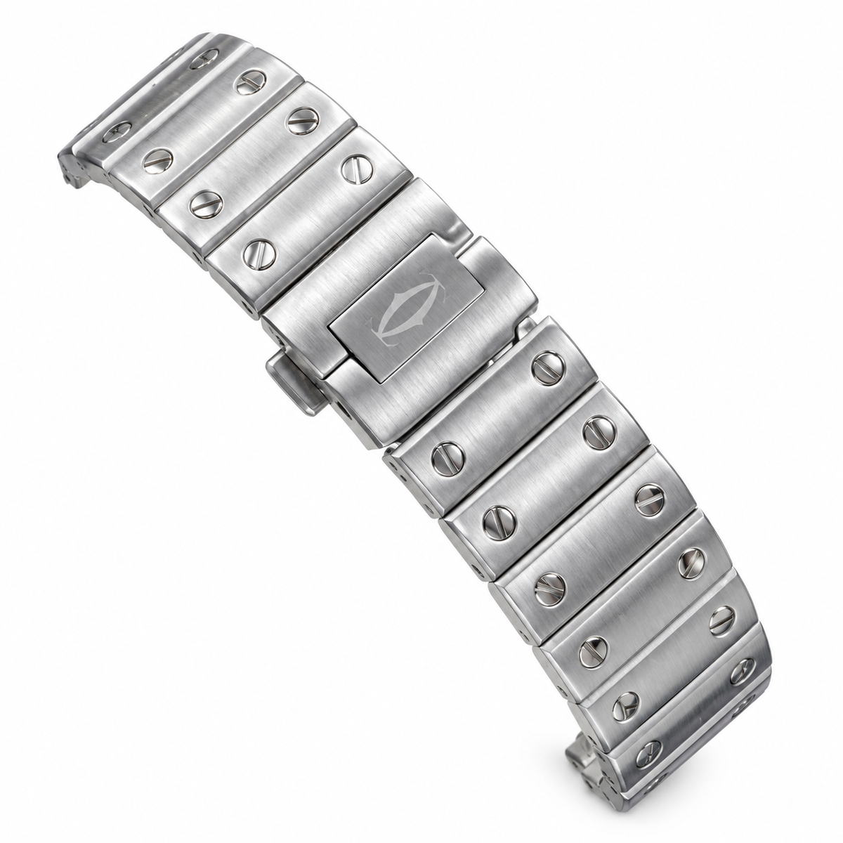 Cartier Santos Automatic White Dial Blue Hands Stainless Steel Bracelet Luxury Watch Swiss Made