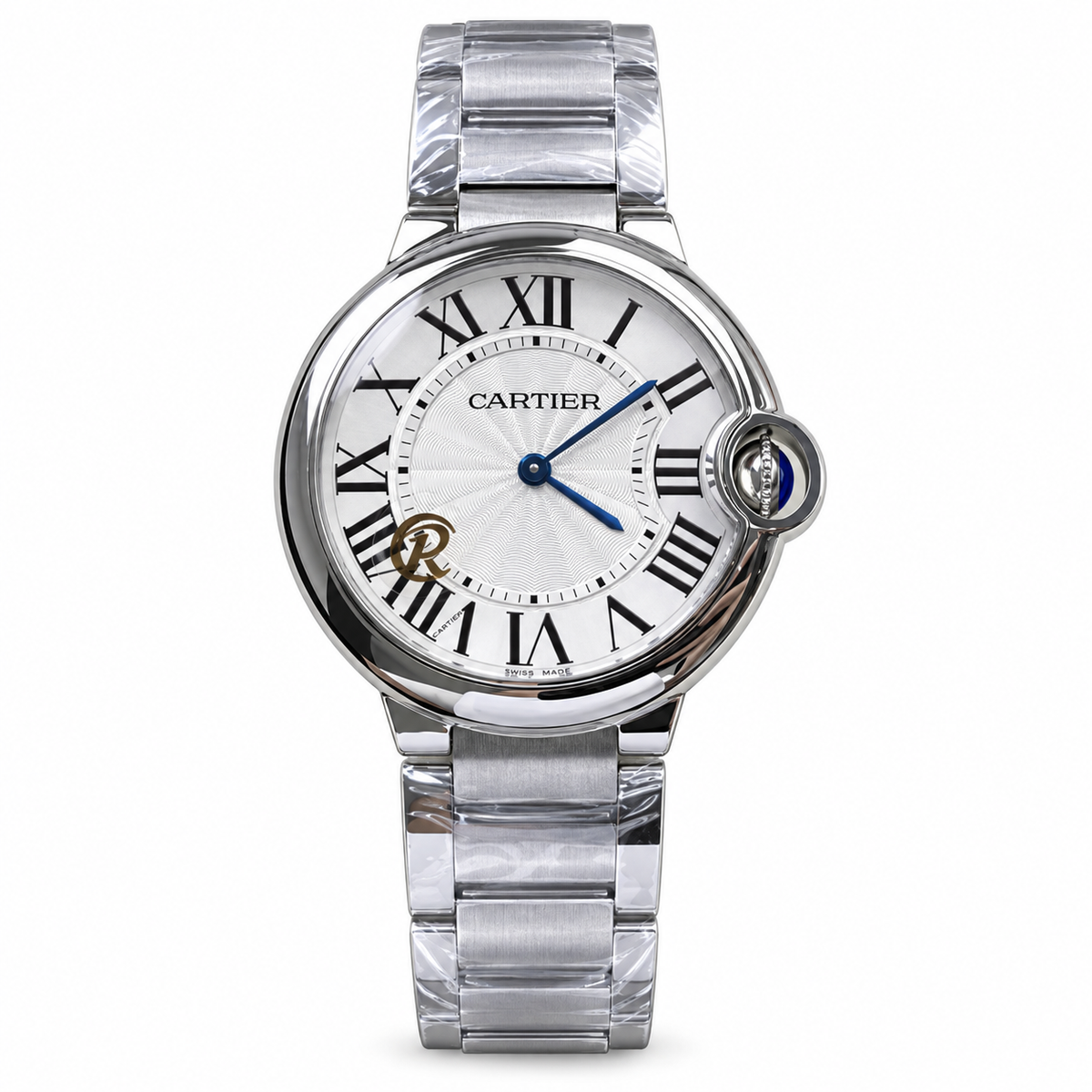 Cartier Ballon Bleu Stainless Steel Silver Guilloché Dial Luxury Watch Swiss Made