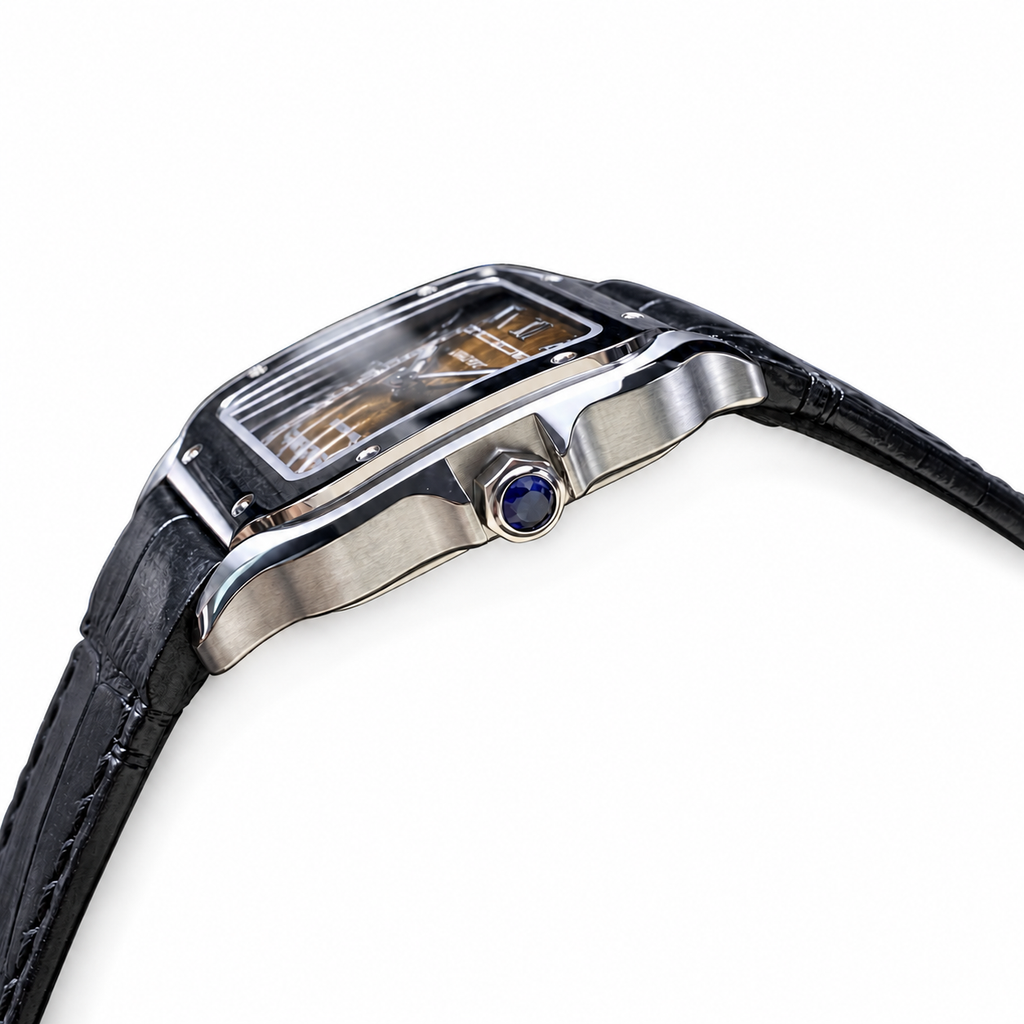Cartier Santos Large Steel Smoked Brown Gradient Dial Automatic Watch – KDY