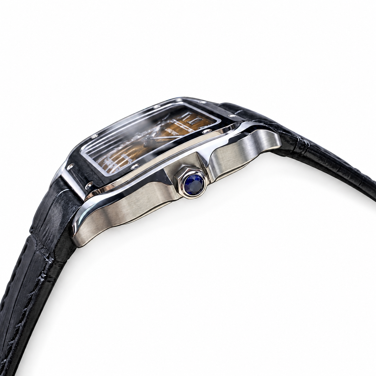 Cartier Santos Large Steel Smoked Brown Gradient Dial Automatic Watch – KDY