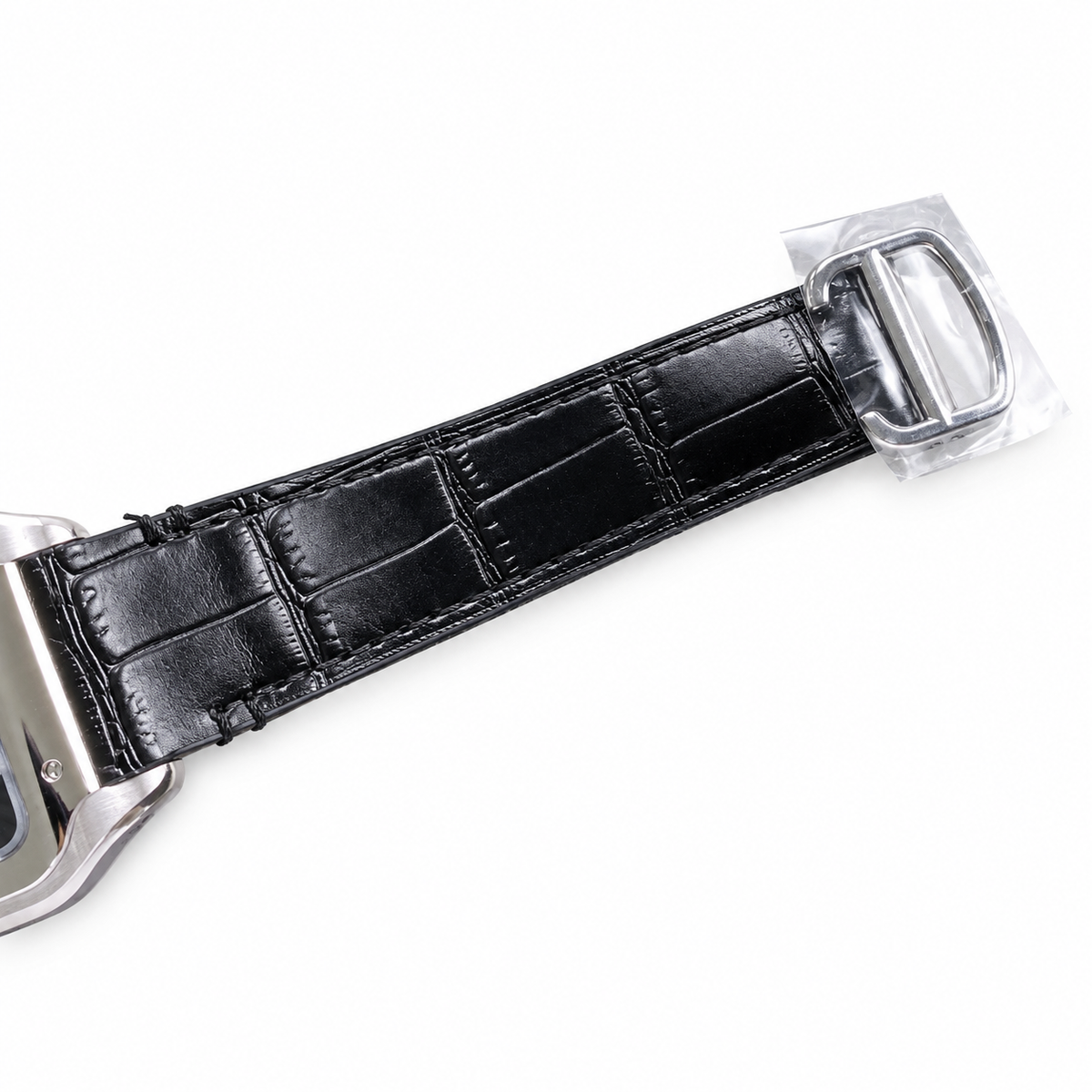 Cartier Santos Automatic Black Dial Alligator Leather Luxury Watch Swiss Made