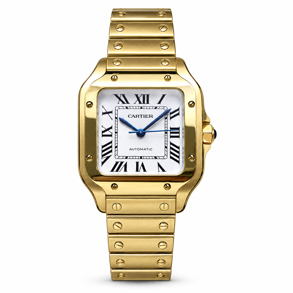 Cartier Santos Yellow Gold White Dial Automatic Watch – KDY
