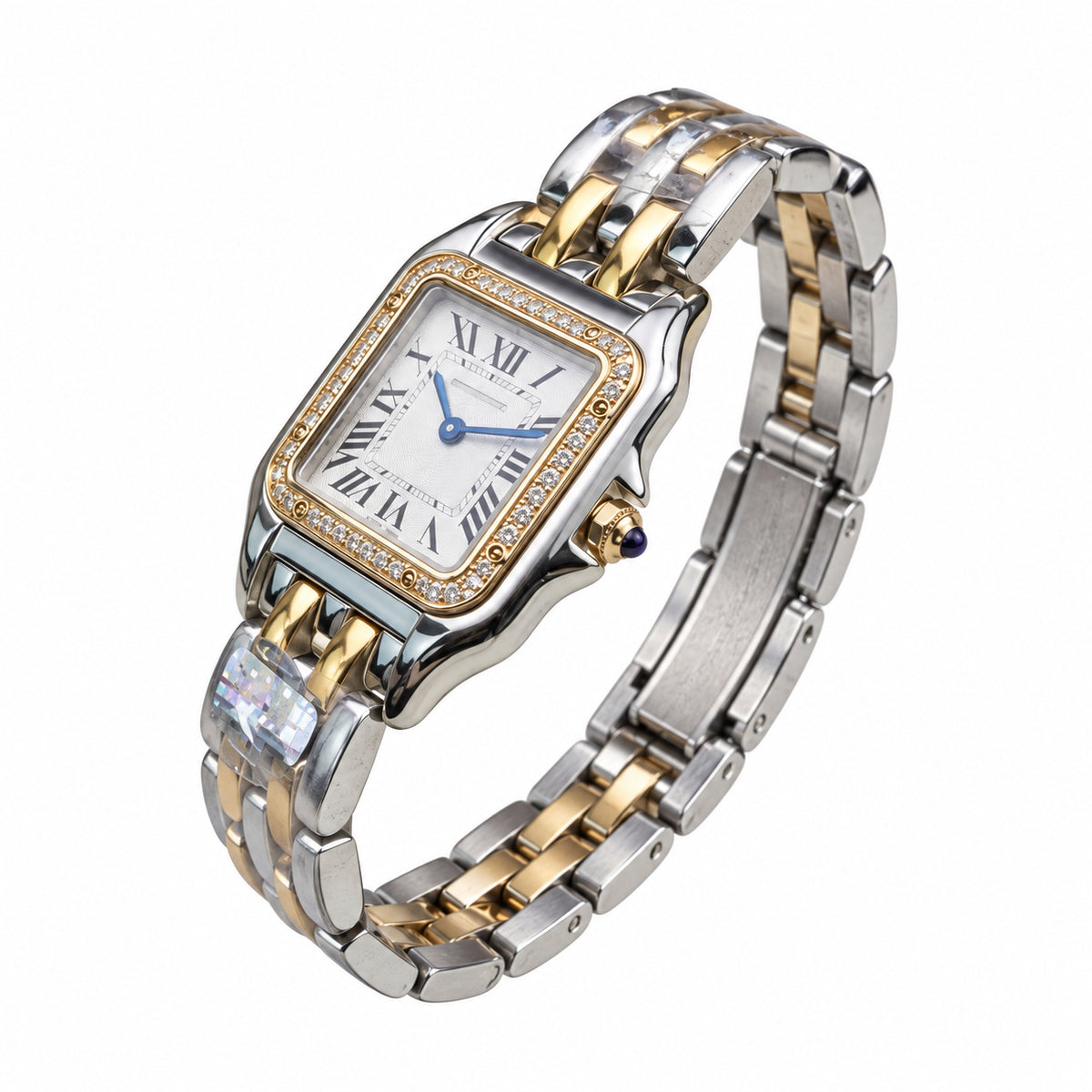 Cartier Panthère de Cartier Small — Steel & Yellow Gold, Diamond Bezel, White Dial & Two-Tone Bracelet, Quartz