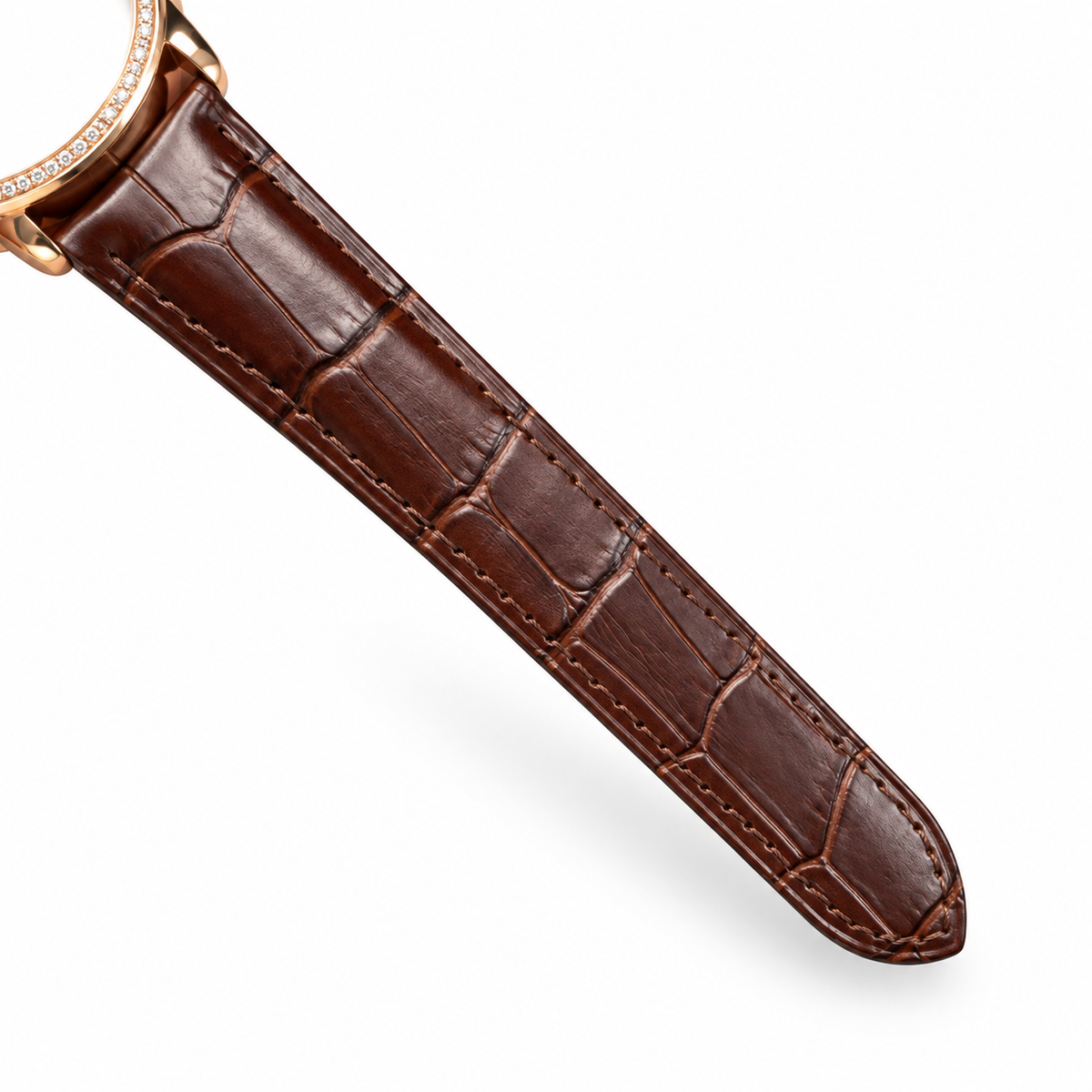 Cartier Ronde Louis Cartier Automatic — 18K Rose Gold, Diamond Bezel & Brown Alligator Strap