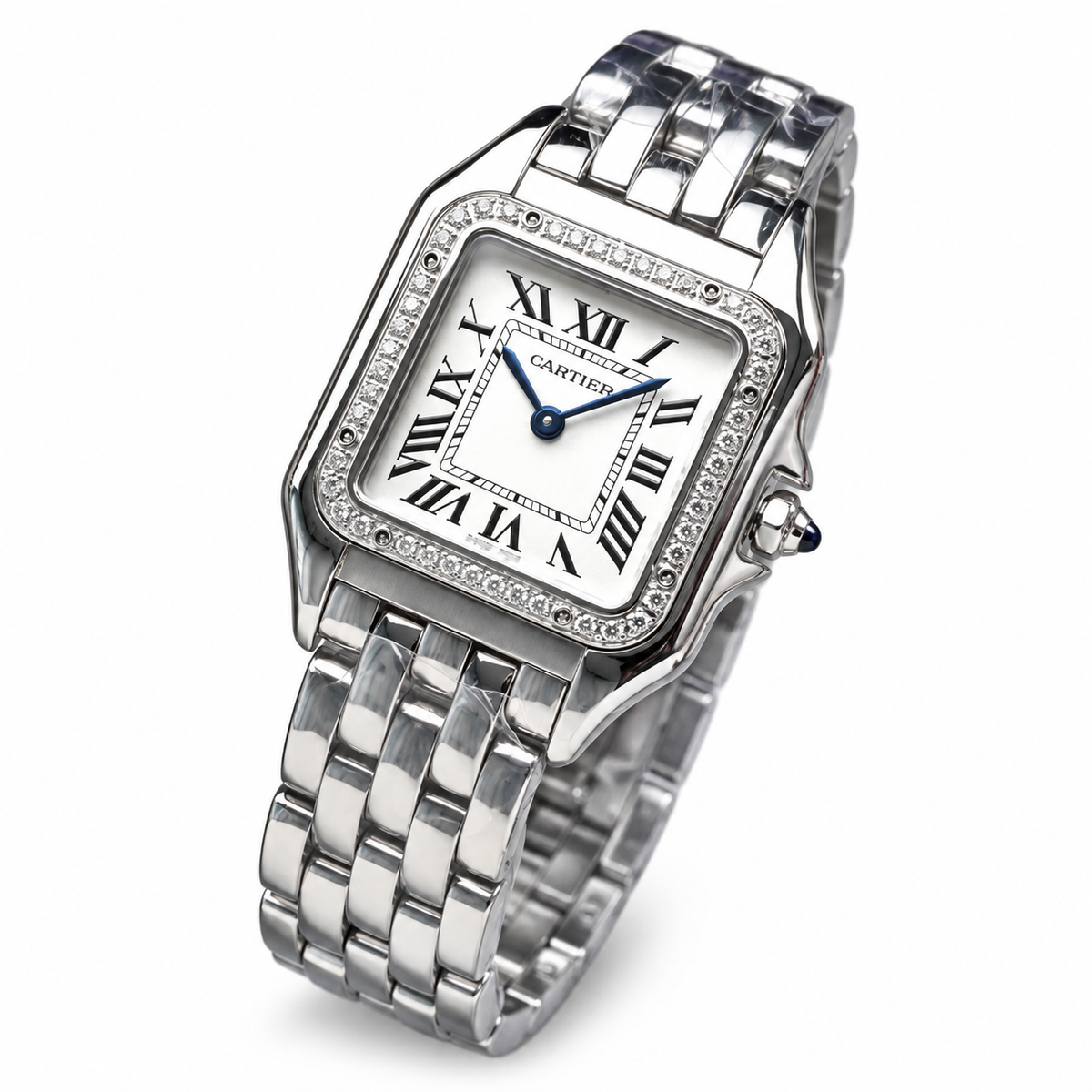 Cartier Panthère de Cartier — Steel Diamond Bezel & White Dial Bracelet Watch