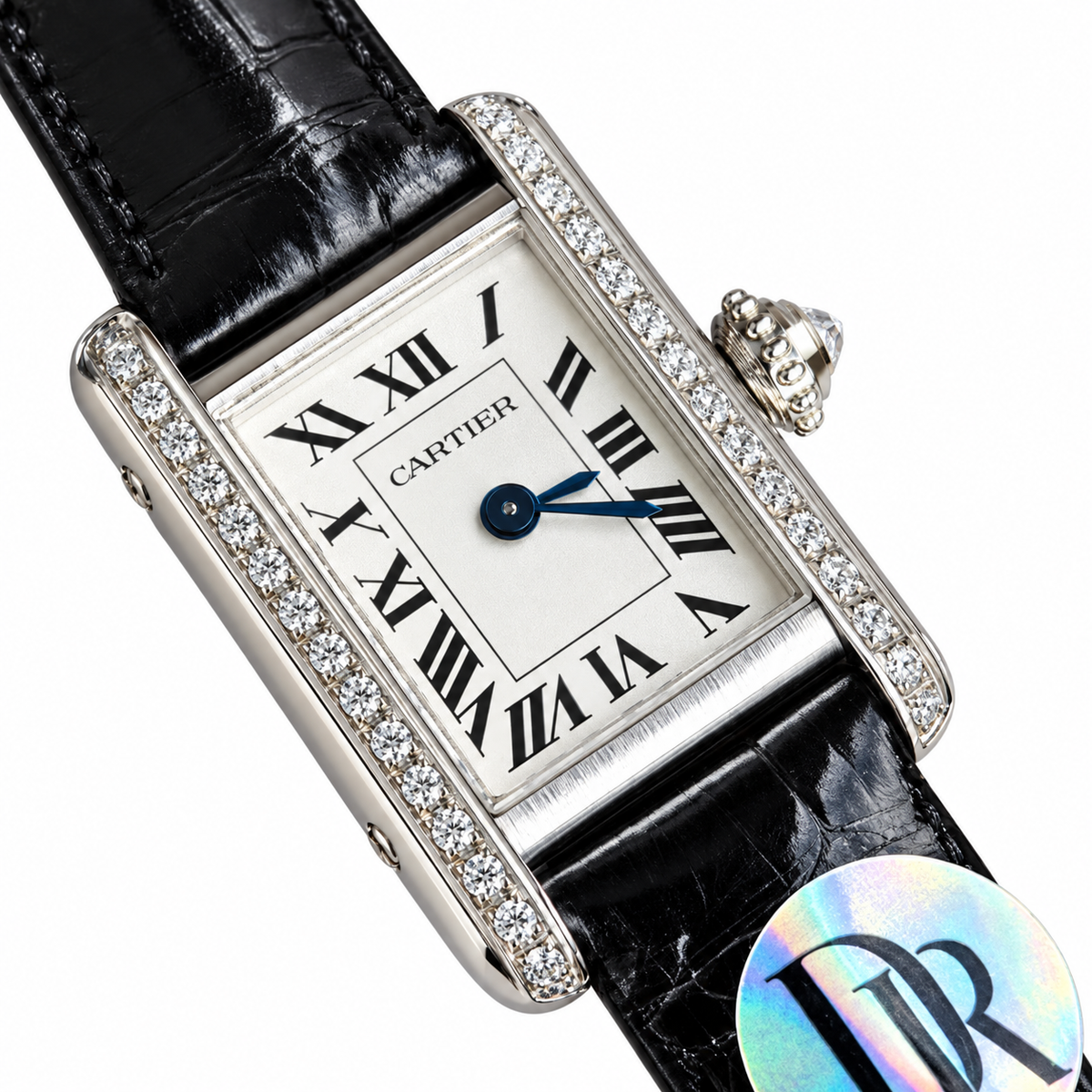 Cartier Tank Mini — 18K White Gold, Diamond Lugs & Black Alligator Strap