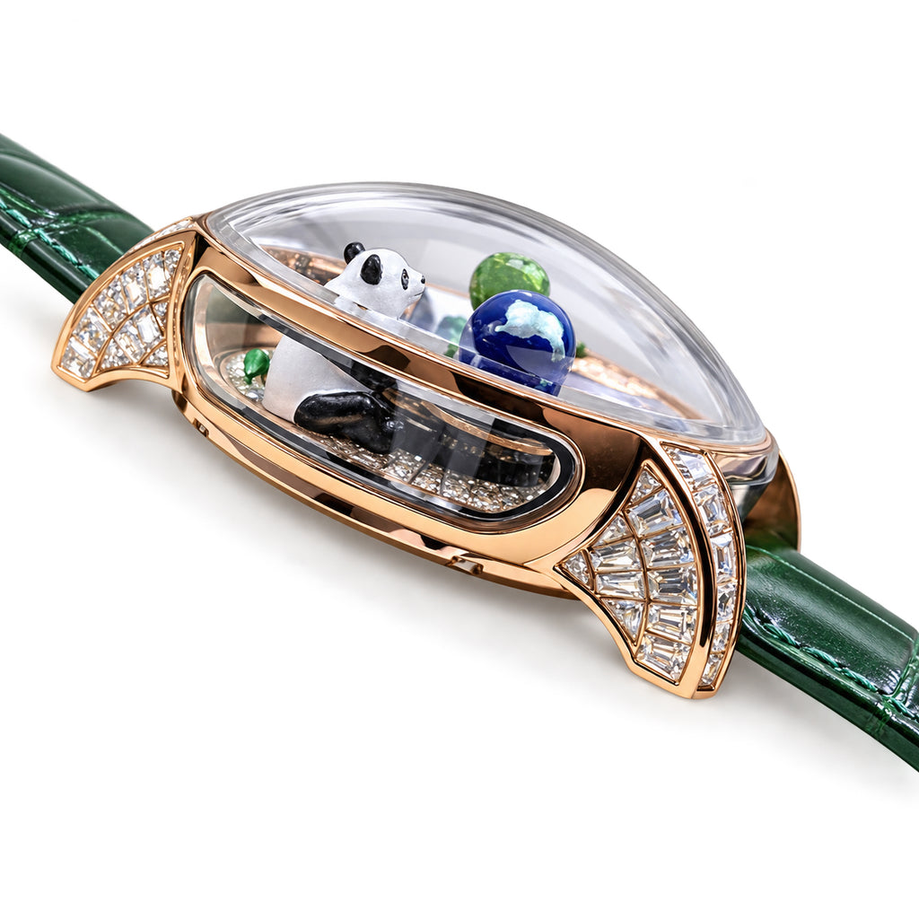 Jacob & Co. Astronomia Art Panda Rose Gold Diamond Jade Bamboo Tourbillon Green Watch