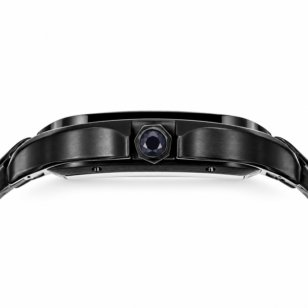 Cartier Santos de Cartier Skeleton Automatic — Full Black ADLC, Skeleton Dial & Black Alligator Strap, Large