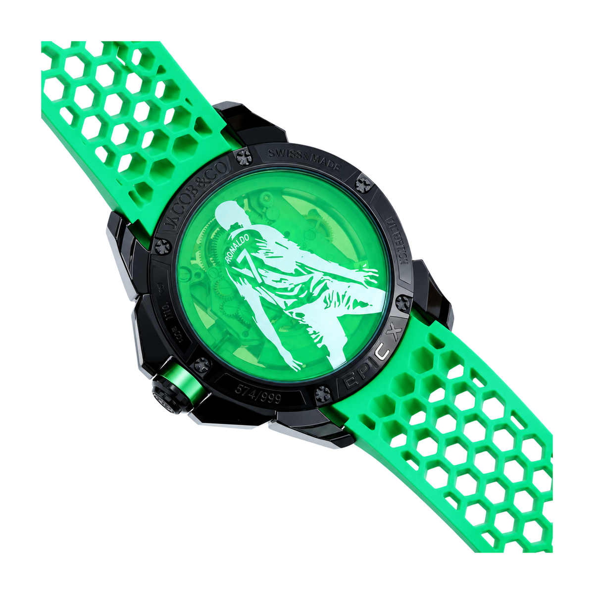 Jacob & Co. Epic X CR7 Black DLC Tourbillon Skeleton Green Black Watch