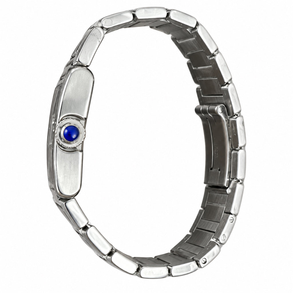 Cartier Tank Anglaise Small — Steel, Silver Diamond-Set Dial, Roman Numerals & Steel Bracelet, Women