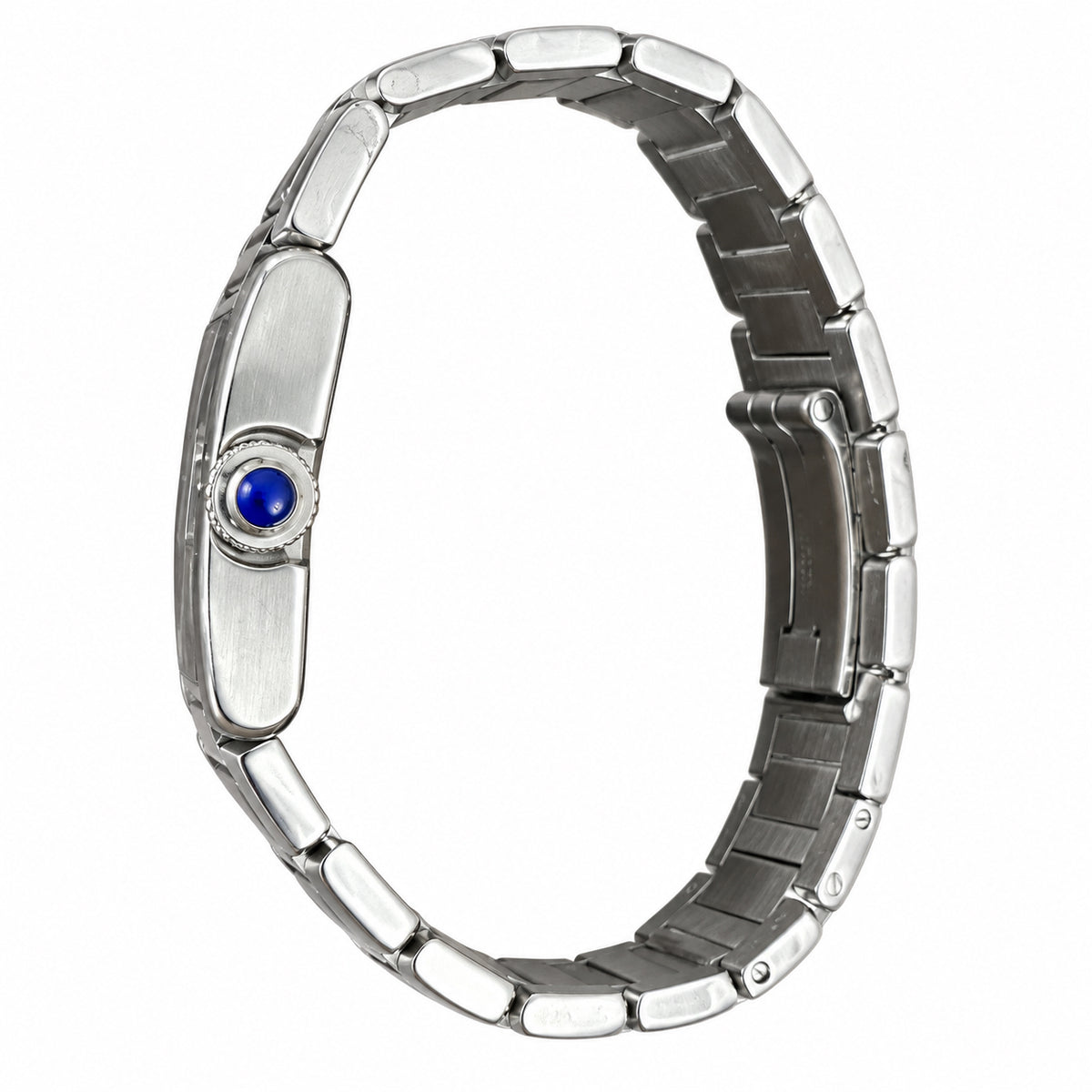 Cartier Tank Anglaise Small — Steel, Silver Diamond-Set Dial, Roman Numerals & Steel Bracelet, Women