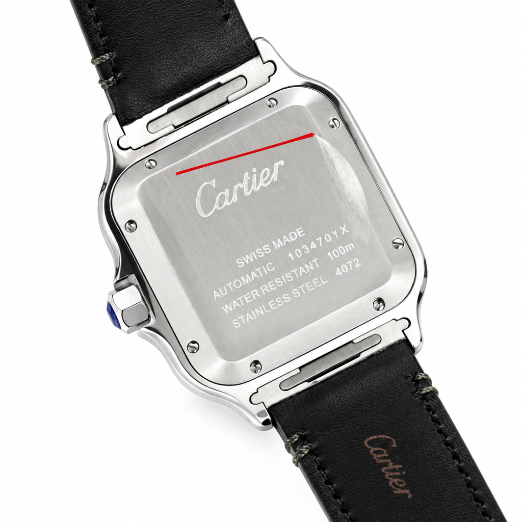 Cartier Santos Large — Steel, Brown Dial, Arabic Numerals, Date & Brown Alligator Strap, Automatic