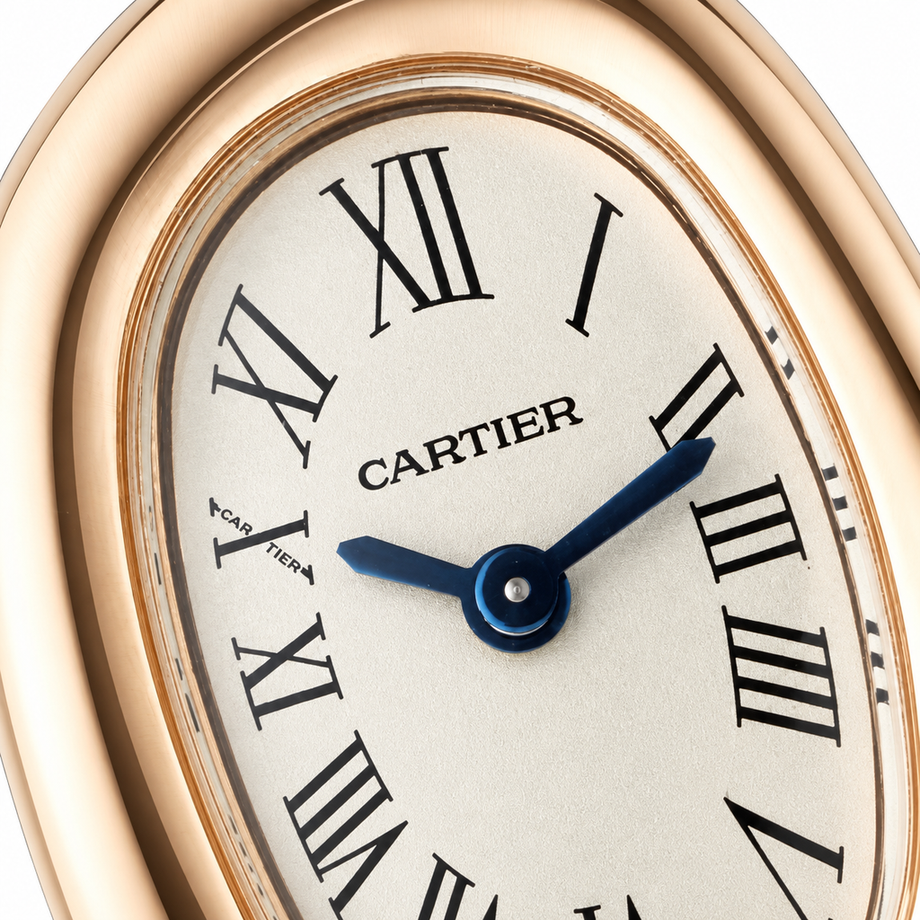 Cartier Baignoire Mini — 18K Rose Gold, Cream Oval Dial, Roman Numerals & Rose Gold Bangle, Women