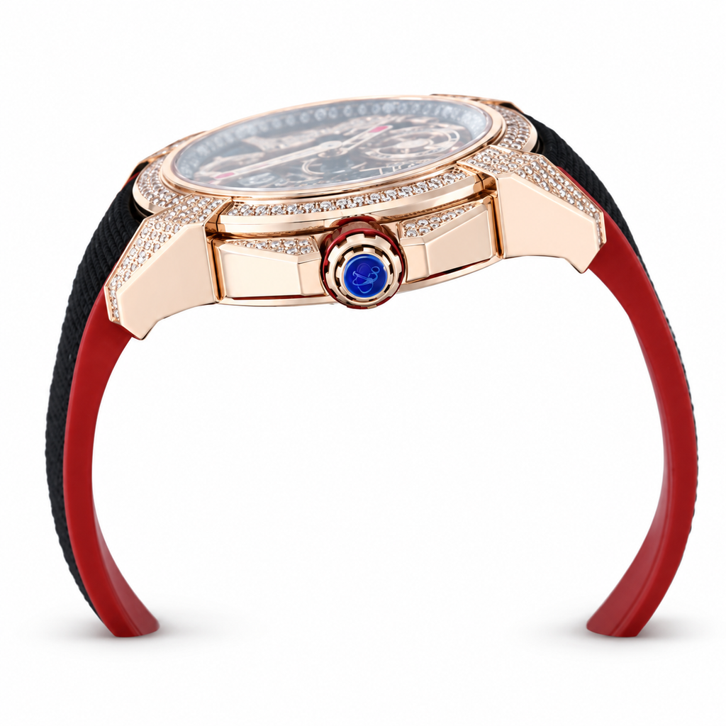 Jacob & Co. x CR7 Ronaldo Epic X Rose Gold Diamond Double Tourbillon Red Black Watch