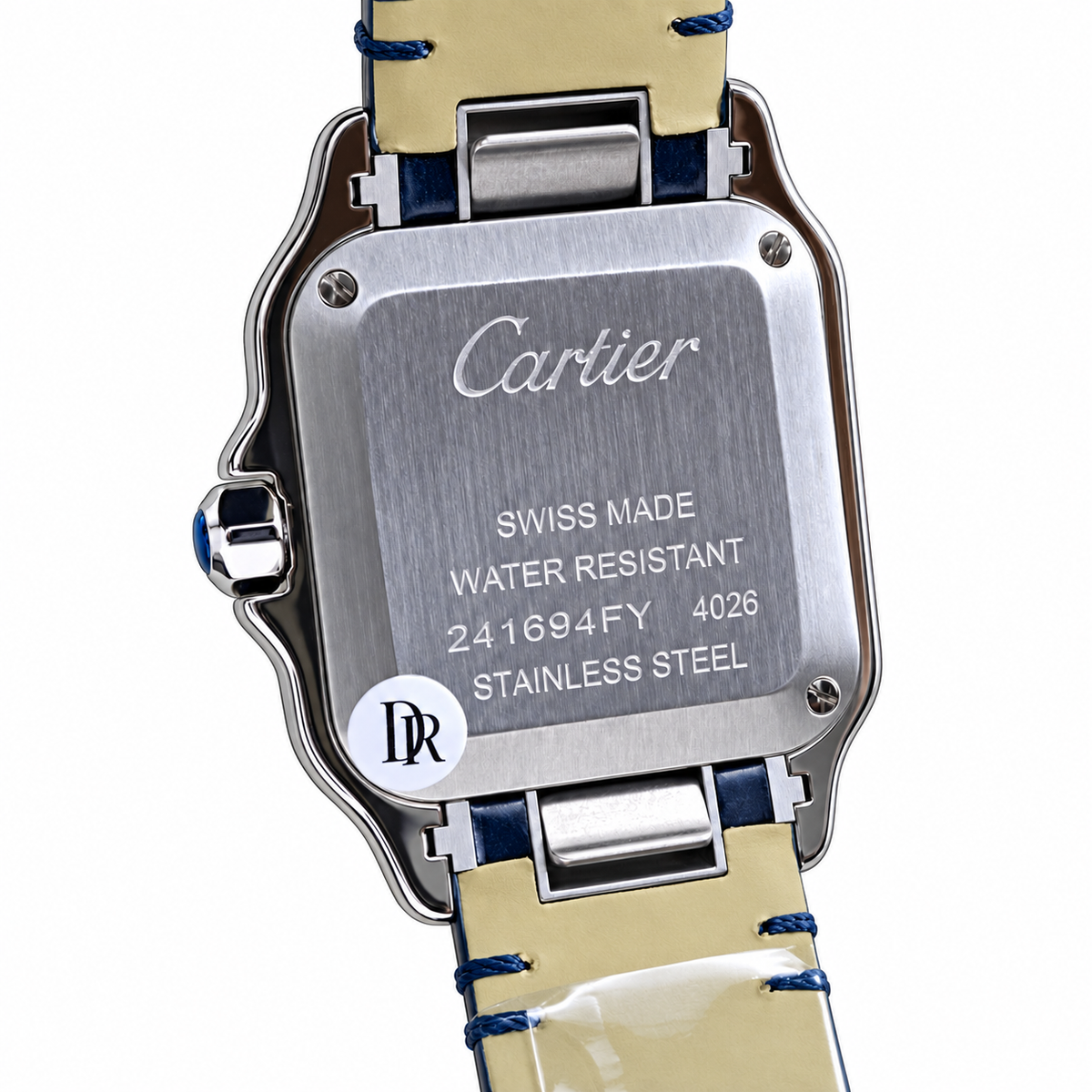 Cartier Santos Two-Tone Gold Steel Blue Leather Watch