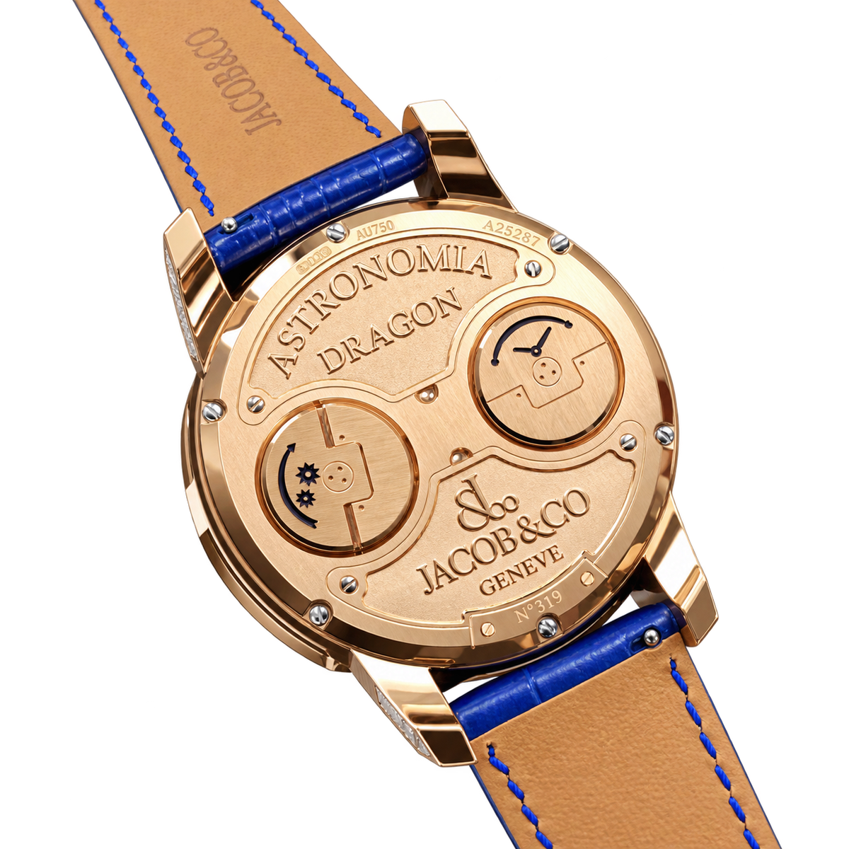Jacob & Co. Astronomia Dragon Rose Gold Tourbillon Diamond Blue Leather Watch