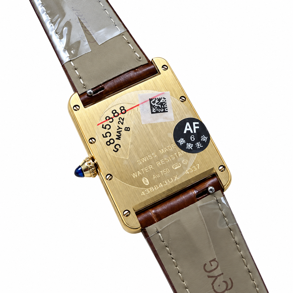 Cartier Tank Louis Large Yellow Gold White Dial Date Brown Strap Watch – KDY