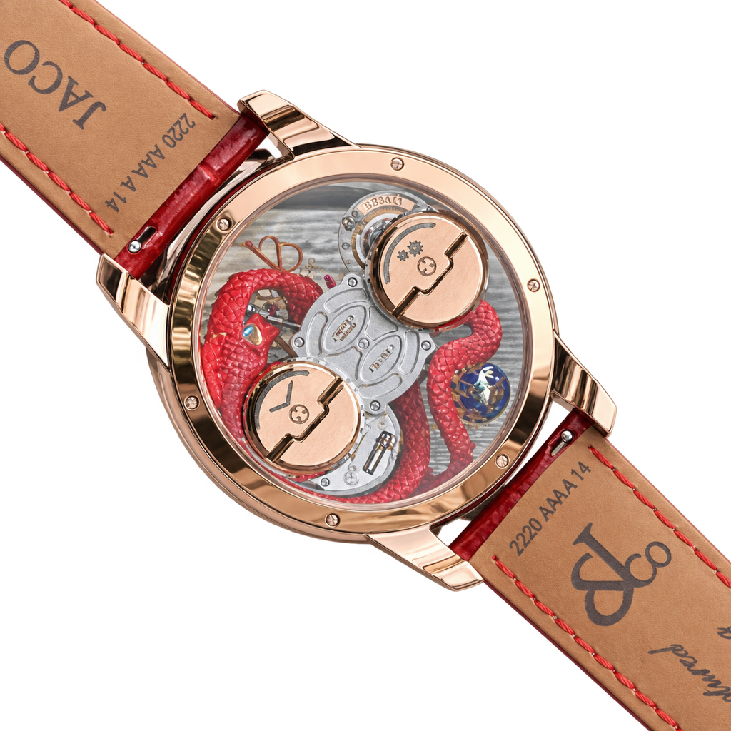 Jacob & Co. Astronomia Art Red Dragon Rose Gold Tourbillon Blue Orb Red Leather Watch