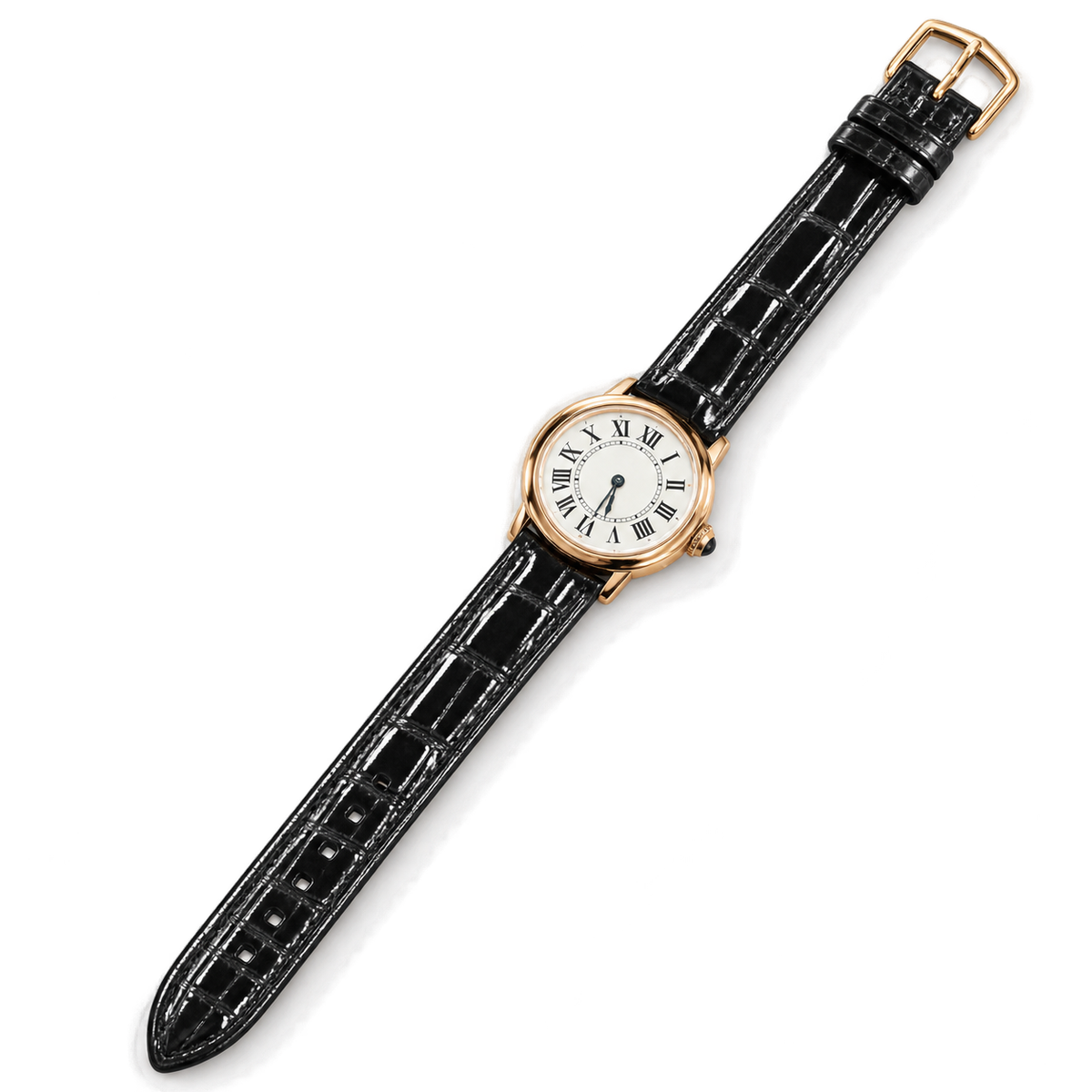 Cartier Ronde Louis Cartier — Yellow Gold, White Dial & Black Alligator Strap