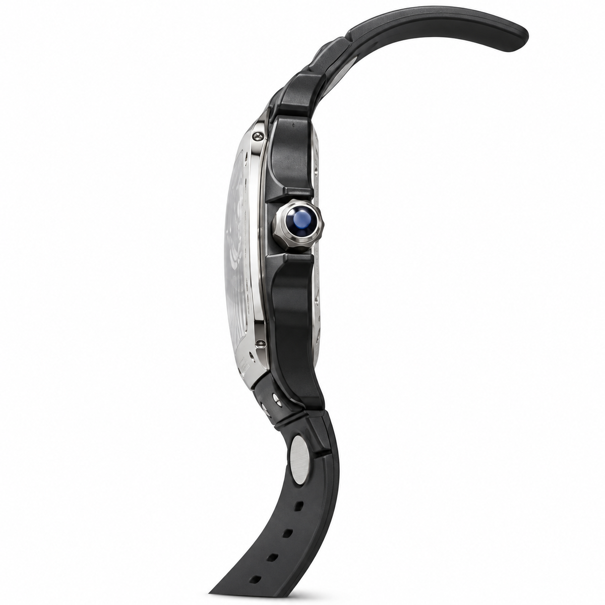 Cartier Santos Skeleton Black ADLC Steel Rubber Strap Watch – KDY