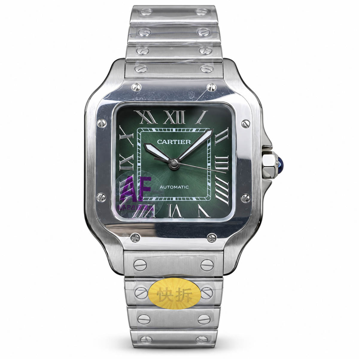 Cartier Santos Large Steel Green Dial Automatic Bracelet Watch AF – KDY