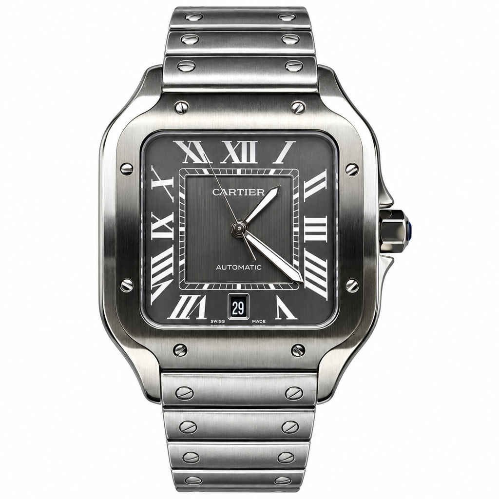 Cartier Santos de Cartier Automatic — Steel, Grey Dial & Steel Bracelet, Extra Large
