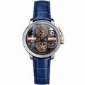 Louis Moinet Tourbillon Rose Gold Sunburst Skeleton Blue Leather Watch
