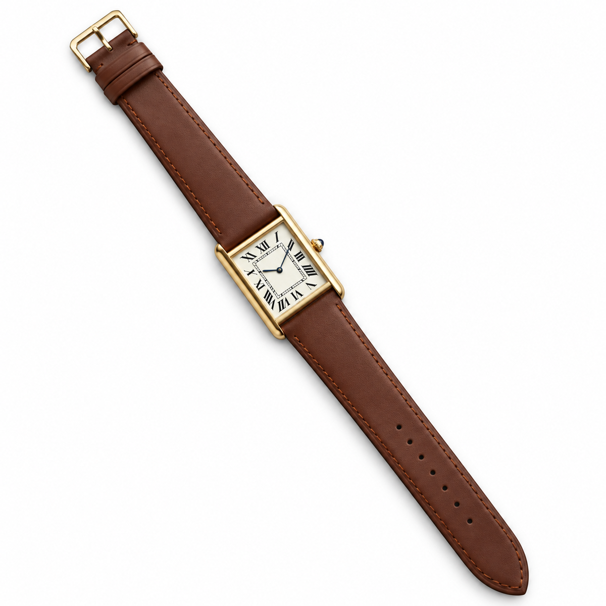 Cartier Tank Must — Gold-Tone, Cream Dial & Tan Leather Strap