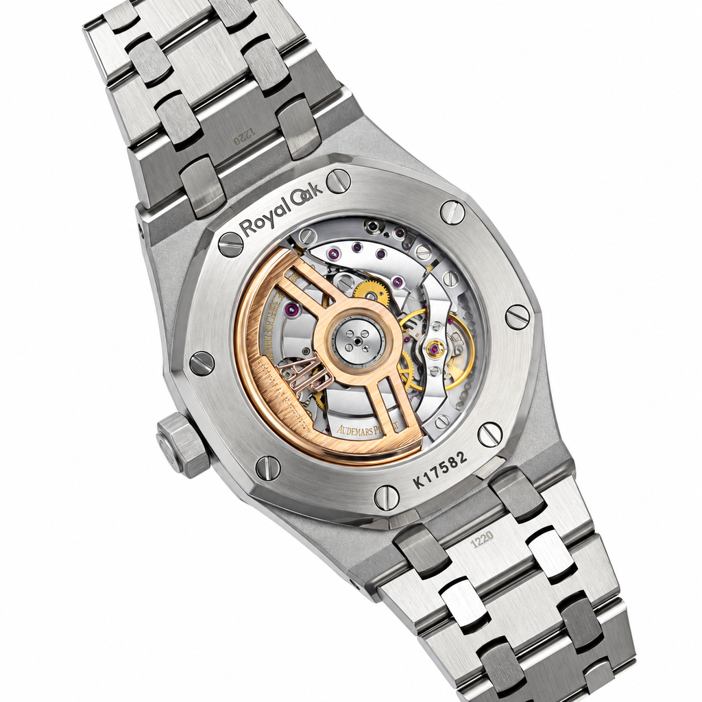 Audemars Piguet Royal Oak Steel Diamond Bezel Blue Tapisserie Date Watch