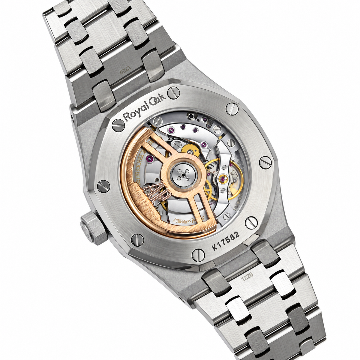 Audemars Piguet Royal Oak Steel Diamond Bezel Blue Tapisserie Date Watch