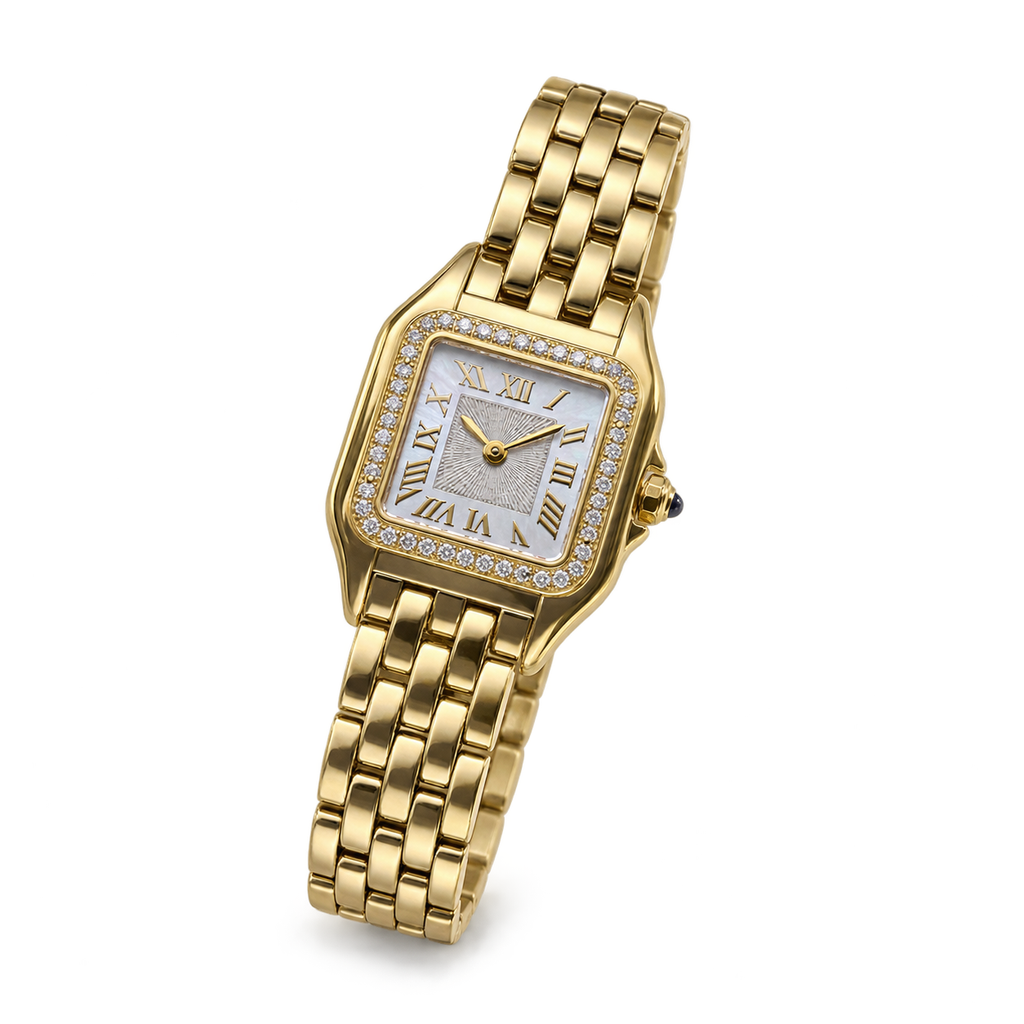 Cartier Panthère Yellow Gold Diamond Bezel Pavé Dial Watch