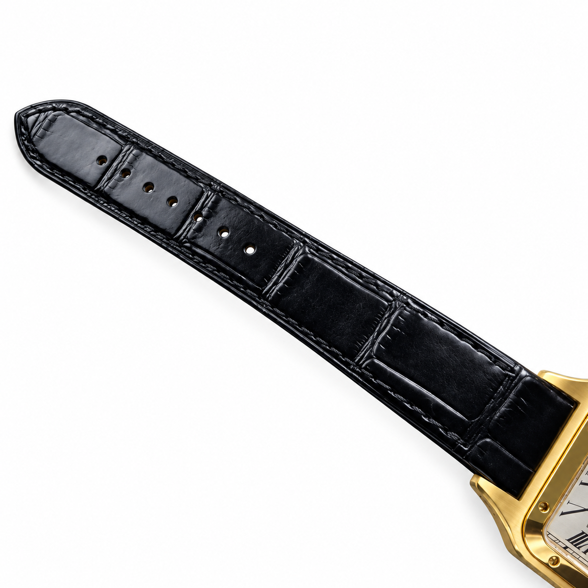 Cartier Santos-Dumont — Yellow Gold, White Dial & Black Alligator Strap