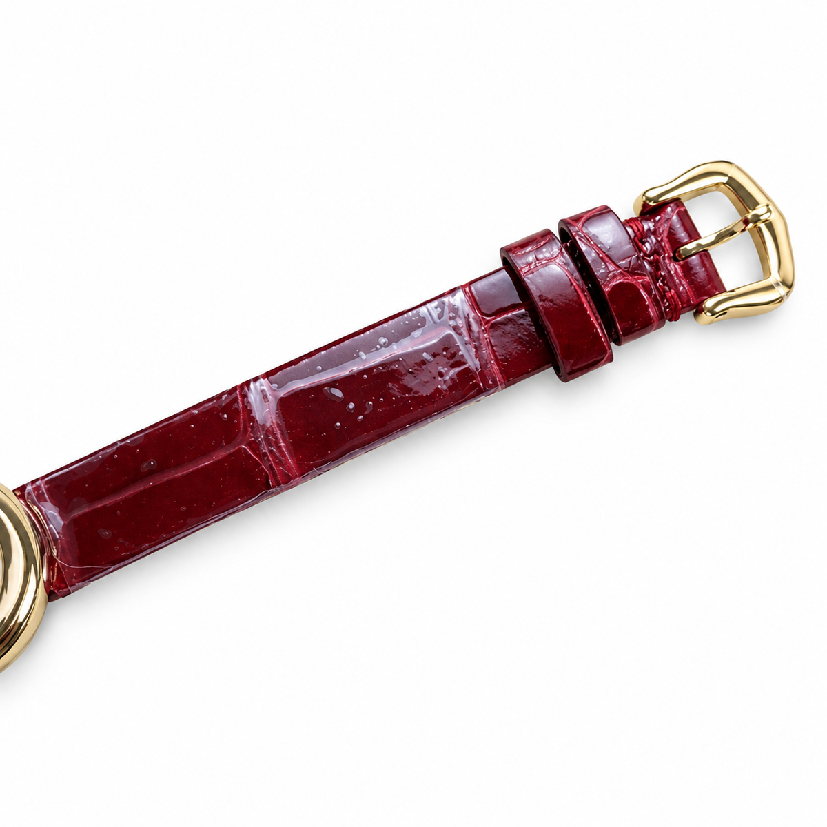 Cartier Baignoire — 18K Yellow Gold, Burgundy Lacquer Dial & Burgundy Alligator Strap, Women