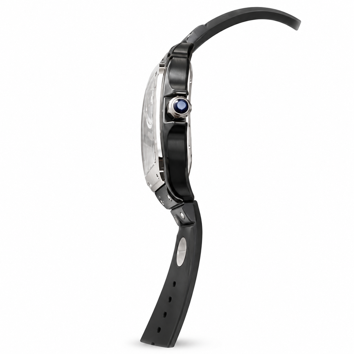 Cartier Santos de Cartier Skeleton Automatic — Steel & ADLC, Open Caseback & Black Rubber Strap, Large