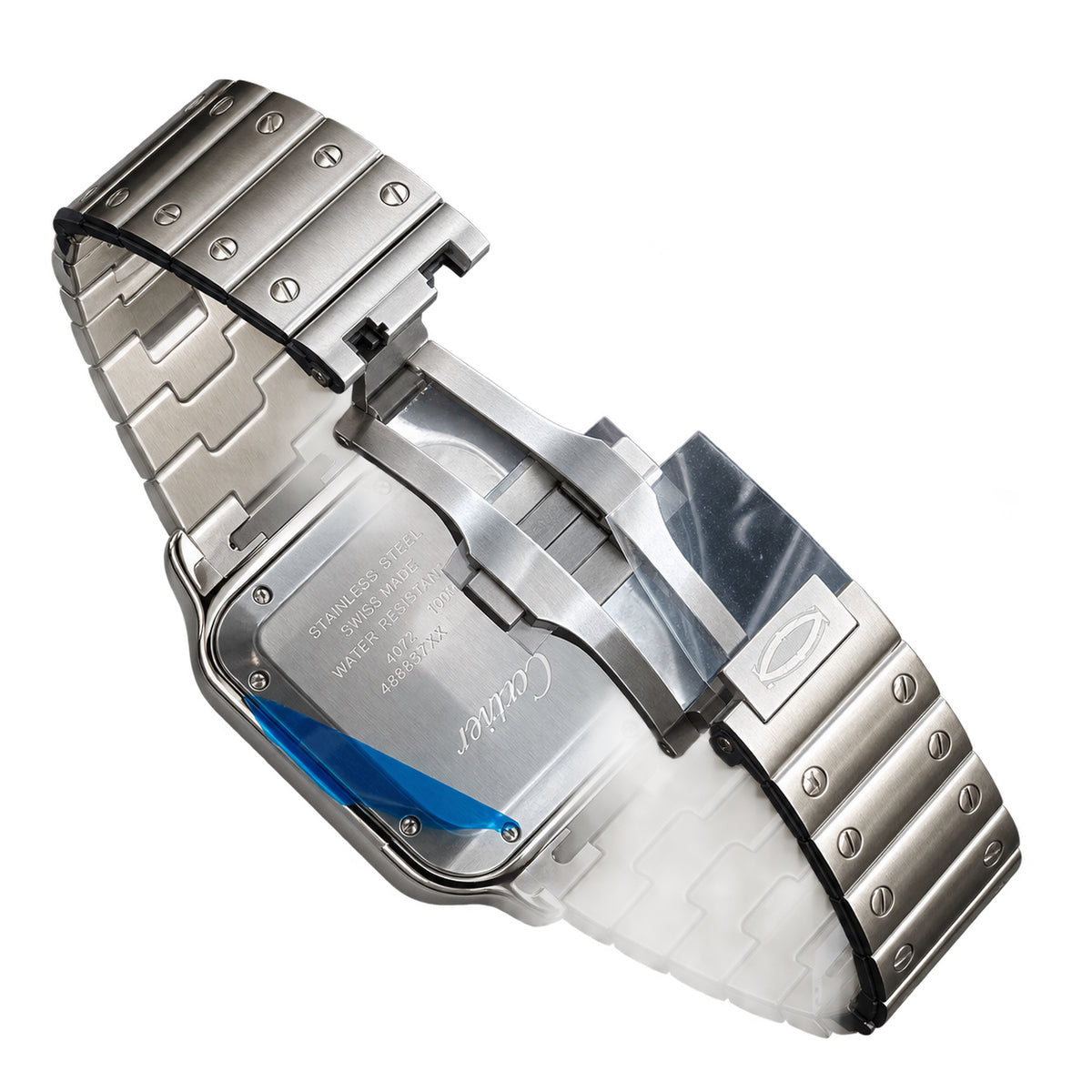 Cartier Santos Large Automatic White Dial Stainless Steel Bracelet Men's Luxury Watch Swiss Made