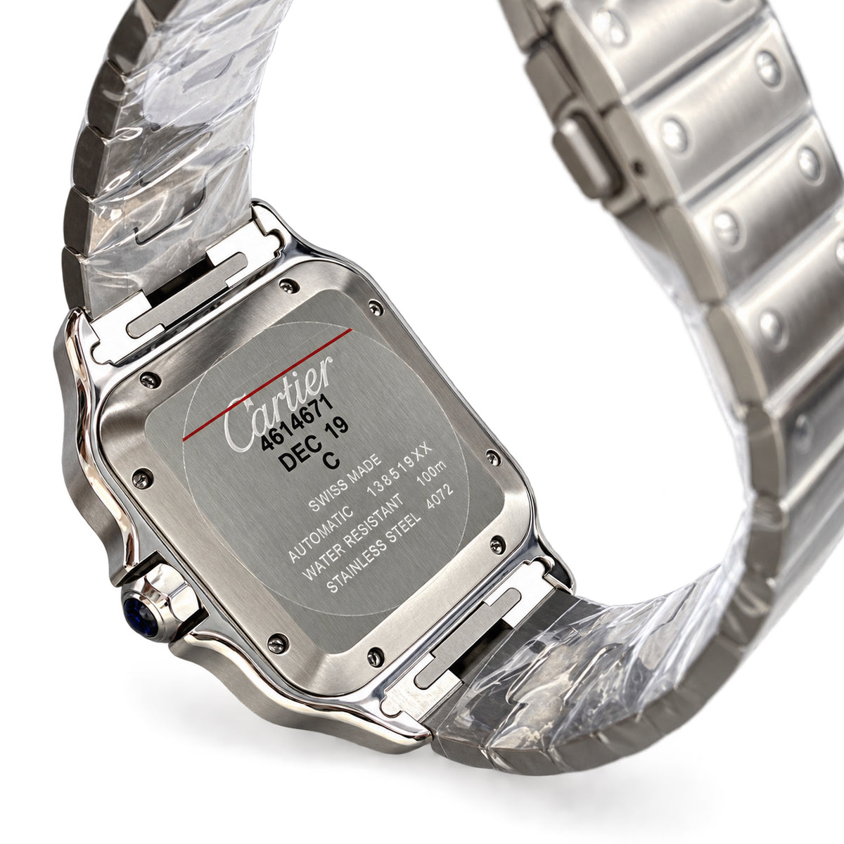Cartier Santos de Cartier Automatic — Steel, Blue Sunburst Dial & Steel Bracelet, Large